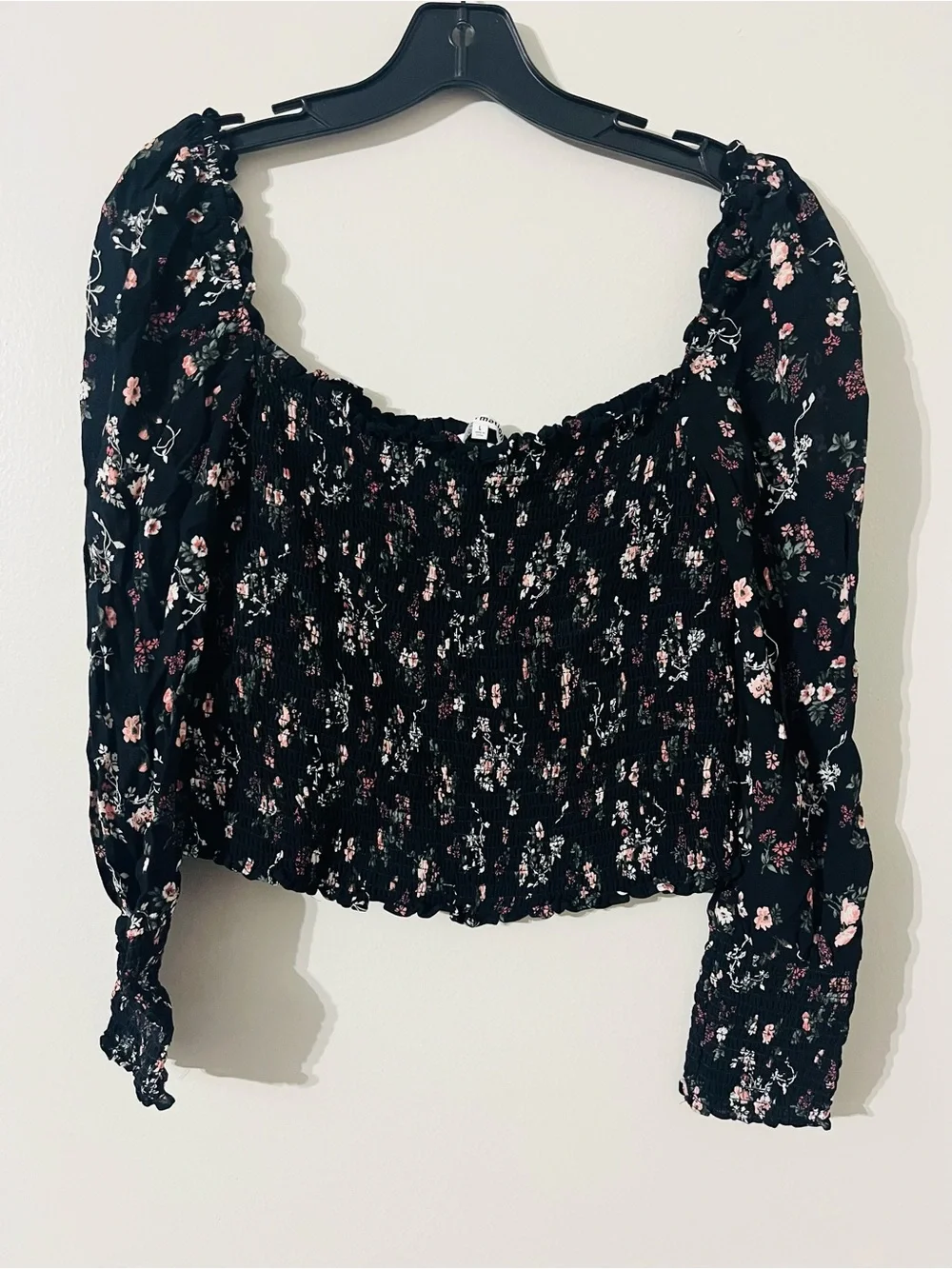 Reformation Jolene Pinto Floral Print Smocked Long Sleeve Blouse Size L